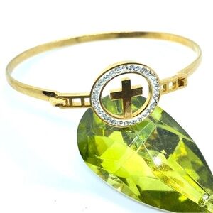 Cross Bracelet Rhinestone & Gold Tone